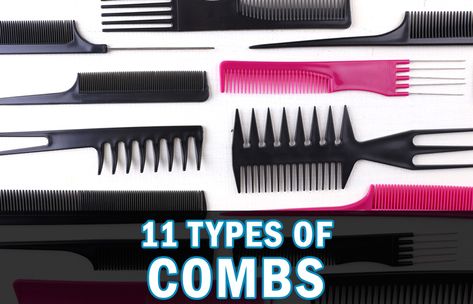 Types Of Combs And Their Uses, Types Of Combs, Russian Hairstyles, Types Of Hair Brushes, Blonde Braiding Hair, Curly Hair Growth, Straightening Natural Hair, Teasing Comb, Fine Tooth Comb