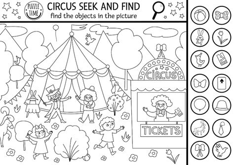 Circus Preschool, Black And White Game, Paper Games For Kids, Circus Activities, Circus Pictures, Kids New Years Eve, Carnival Crafts, Circus Crafts, Kindergarten Activity