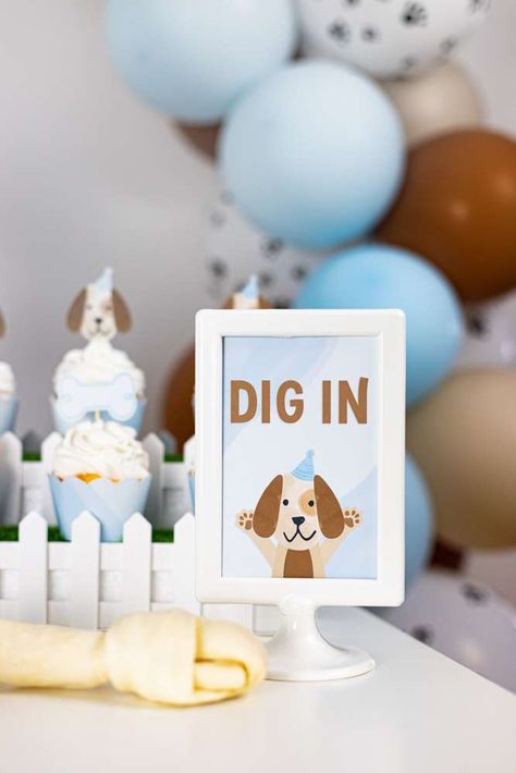 Two Let The Dogs Out Party Cookies, Puppy Party 1st Birthday, Baby First Birthday Dog Theme, Puppy Dog Birthday Party Boy, Dog 10th Birthday Party, Dog Party Themes, Puppy Birthday Parties For Kids, Dog Themed First Birthday Party, Puppy Themed Birthday Party Girl