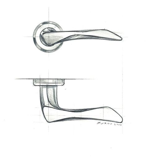 Door Design Sketch, Handle Design Product, Door Handle Drawing, Door Handles Design, Orthographic Drawing, Speed Form, Product Sketching, Product Design Sketch, Drawing Furniture