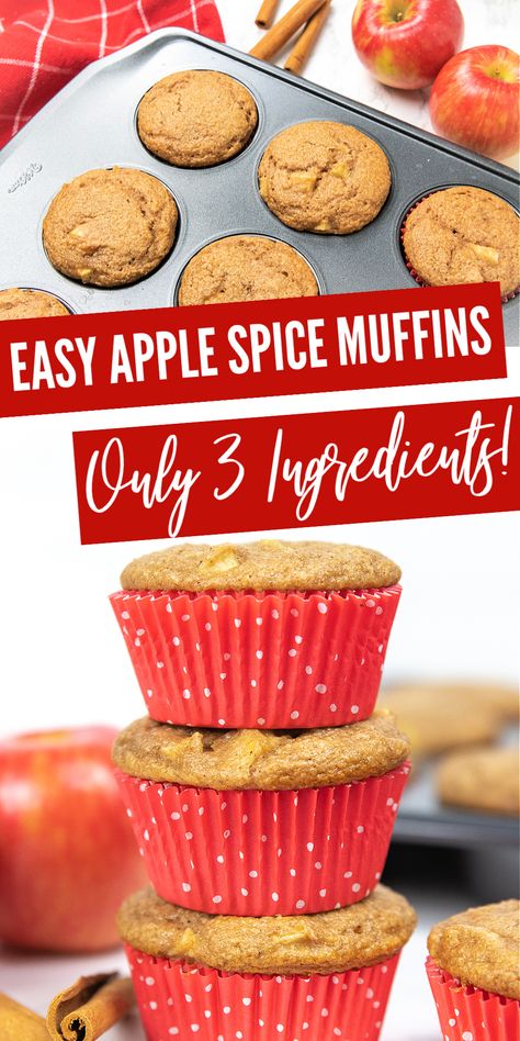 3 ingredients is all it takes to make these cake mix apple spice muffins! A delicious fresh apple muffin that is a breakfast or dessert! #passion4savings #apple #muffins #freshapples #easy #quick #cakemix #fall #fallmuffin Apple Pancake Muffins, Healthy Cake Mix Muffins, Easy Apple Muffins Simple, Cake Mix Apple Sauce Muffins, Blueberry Muffin Mix Donuts Baked, Apple Spice Muffins Using Box Cake, Apple Desserts With Cake Mix Easy, Cake Mix Cinnamon Muffins, Apple Spice Cake Muffins