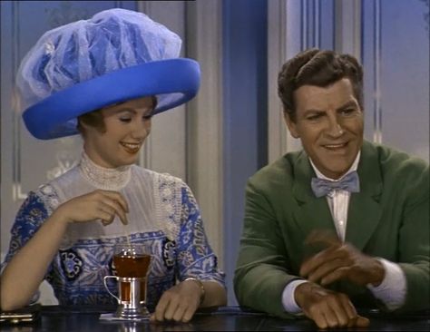 The Music Man (1962) - Shirley Jones & Robert Preston Music Man Costumes, Edwardian Hair, Man Hats, Movie Musicals, Film Club, Disney Eras, Broadway Costumes, Shirley Jones, The Music Man