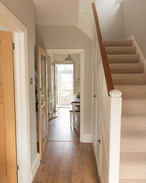 1930s House Interior, 1930s House Renovation, 1930s Home, Hallway Colours, One Bedroom Flat, Staircase Storage, Hallway Inspiration, 1930s House, Staircase Makeover