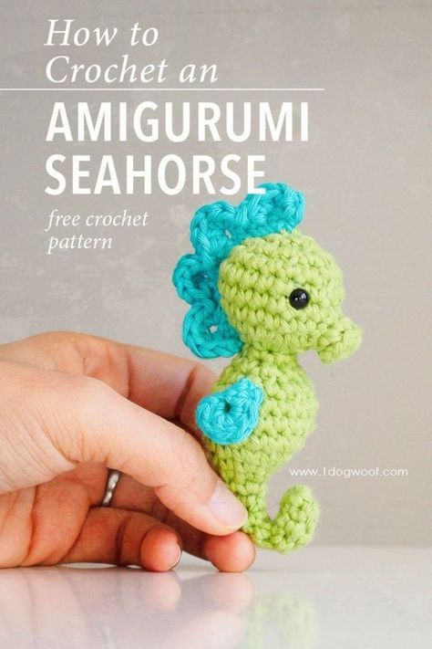 Amigurumi Seahorse, Crochet Seahorse, Seahorse Crochet, Crochet Sea Creatures, Crochet Fish, Crochet Geek, Pola Amigurumi, Small Crochet, Crochet Amigurumi Free Patterns