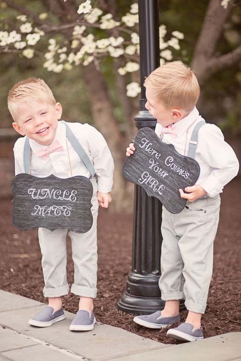 6 Adorable Ways To Include Kids In Your Wedding - Cute Ideas Wedding Reception Outfit, Ring Bearer Flower Girl, Ring Boy, Reception Outfit, Bearer Outfit, Ring Bearer Outfit, Lorde, Ring Bearer, Here Comes The Bride