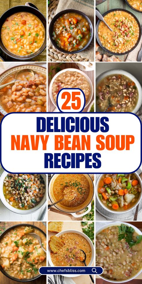 navy bean soup recipes Navy Bean Soup With Ham Hock, Navy Bean Soup With Canned Beans, Navy Bean And Bacon Soup, New Year’s Day Bean Soup, Navy Bean Soup Crockpot, Navy Bean Soup Recipes, Easy Navy Bean Soup, Navy Bean Soup With Ham, Ham And Navy Bean Soup