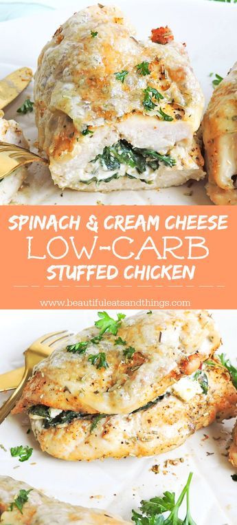 The BEST stuffed chicken recipe ever! Only 4g of carbs and low in calories! Roasted Cream Cheese-Spinach Stuffed Chicken Breast. You have to try this recipe! healthy meals | healthy recipes | weight loss | weightloss | fitness | diet | weight loss motivation | low carb meals | keto | clean eating Keto Clean Eating, Cream Cheese Stuffed Chicken, Cream Cheese Spinach, Stuffed Chicken Breast Spinach, Clean Eating Chicken, Cheese Spinach, Stuffed Chicken Breast, Cheese Stuffed Chicken, Chicken Breast Seasoning