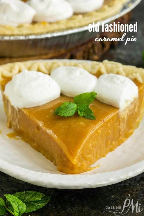 A caramel lover's dream, Old Fashioned Caramel Pie Recipe is rich and dense. This splurge-worthy dessert is totally worth the effort! Old Fashioned Caramel Pie Recipe, Caramel Pie Recipe, Adorable Desserts, Popular Pies, Caramel Dessert Recipes, Chocolate Pie With Pudding, Caramel Pie, Caramel Desserts, Creamy Caramel