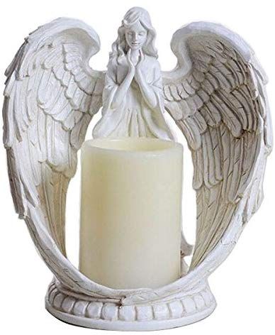 Amazon.com: KiaoTime 9" Praying Angel Figurine Wings Angel Flamless LED Candle with 4/8H Timer Function Angel Figurine Sculpture Statue Decorative Home Wedding Christmas Church Baptism Angel Collection Figurine: Home & Kitchen Mantel Candles, Fairy Candle Holder, Candlestick Crafts, Angel Statues Sculpture, Stemmed Candle Holders, Fairy Candles, Miniature Candles, Resin Angels, Spiritual Candles