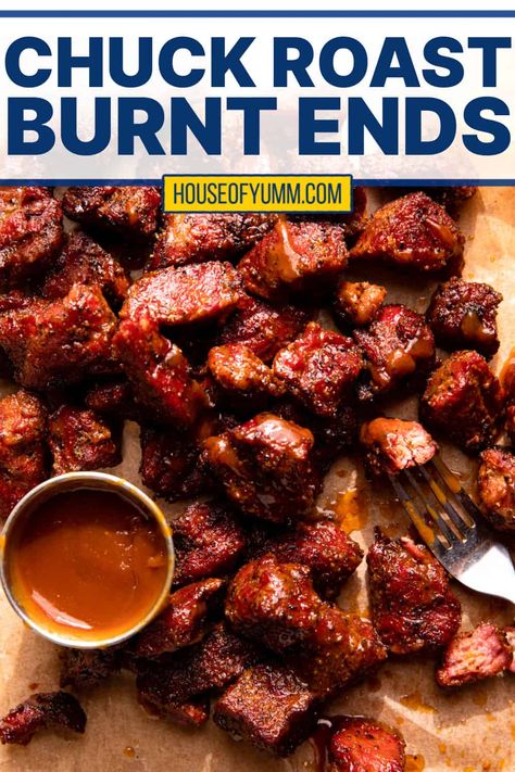 Beef Chuck Roast Recipes Grill, Pour Mans Burnt Ends, Chuck Burnt Ends, Chuck Roast Burnt Ends On Grill, Beef Burnt Ends Smoker, Smoked Chuck Steak, Burnt Beef Ends, Bbq Chuck Roast Grill, Smoked Burnt Ends Beef