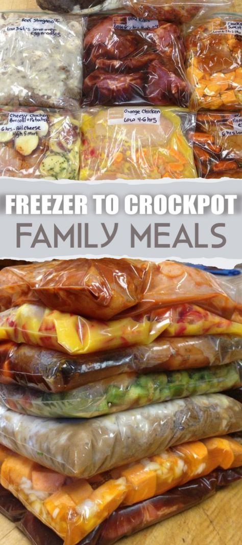 Crockpot Family Meals, Family Meals Crockpot, Freezer Bag Meals, Crock Pot Freezer Meals, Resepi Biskut, Freezable Meals, Crock Pot Freezer, Freezer Meal Prep, Dump Meals