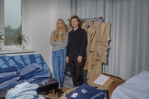 The Couple Behind Ksenia Schnaider Talk Their Relationship, Denim Design, and More - Vogue Ksenia Schnaider, Flaunt Magazine, Ukrainian Fashion, Upcycled Fashion, Recycled Denim, Create Outfits, Viral Trend, Brand Collection, Inception