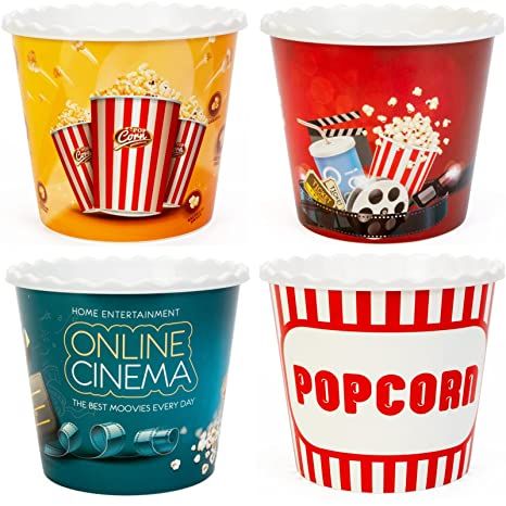 Amazon.com: Funny Style Reusable Plastic Popcorn Containers/Popcorn Bowls Set for Movie Theater Night - Washable in The Dishwasher - (BPA Free-4 Different Color Pack) : Home & Kitchen Movie Theater Night, Plastic Popcorn Containers, Popcorn Bowls, Popcorn Containers, Bingo Night, Popcorn Bowl, Popcorn Kernels, The Dishwasher, Plastic Bowls