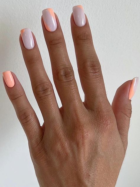 Coral Acrylic Nails, Coral Nail Art, Coral Nails With Design, Posh Nails, Milky Nails, Coral Nails, Square Nail Designs, Manicure Gel, Aesthetic Nails