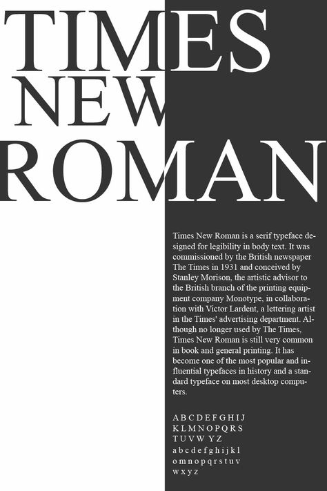 Times New Roman Typographic Poster Times New Roman Poster, Timeline Typography, Typeface Classification, Times New Roman Font, New Roman Font, Typeface Poster, Typography Magazine, Typographic Poster Design, Typography Book