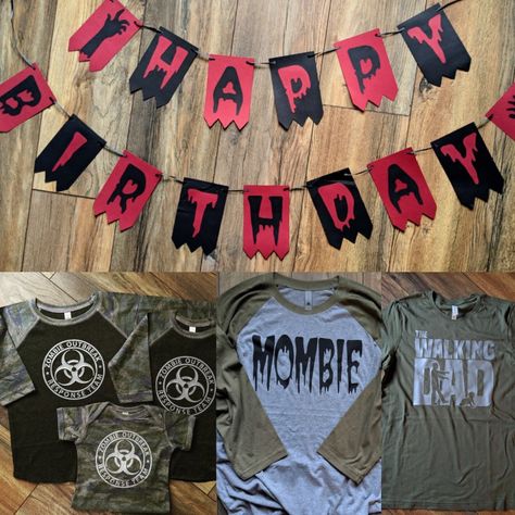 Zombie Apocalypse Birthday Party, Diy With Cricut, Zombie Birthday Party, Zombie Birthday Party Decorations, First Birthday Diy, Baby Zombie, Zombie Kid, Zombie Birthday Parties, Zombie Birthday