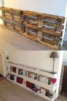 Bedframe Diy, Pallet Bookshelf, Diy Pallet Bed, Crate Shelves, Diy Bed Frame, Pallet Decor, Pallet Shelves, Creative Home Decor, Pallet Ideas