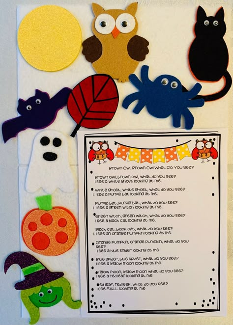 Halloween Theme Preschool, Diy Felt Board, Kindergarten Halloween, Daycare Themes, Felt Story, Flannel Board Stories, Felt Kids, October Activities, Halloween Kindergarten