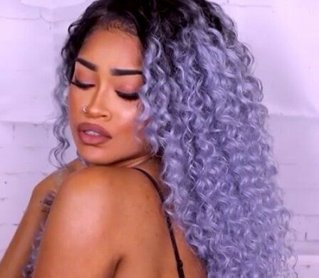 Lavender curls on Bri Hall Lavender Curly Hair Black Women, Curly Lavender Hair, Light Purple Curly Hair, Lavender Natural Hair, Lavender Hair Tips, Lavender Curly Hair, Short Lavender Hair, Bri Hall, Pastel Purple Hair