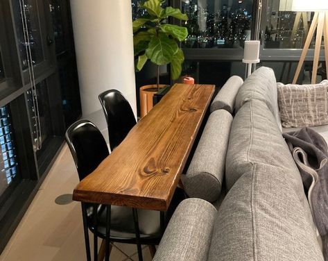 Drink Rail, Reclaimed Wood Bar, Reclaimed Wood Bars, Reclaimed Wood Kitchen Island, Sofa Bar, Farmhouse Sofa, Bar Wood, Walnut Sofa, Reclaimed Wood Kitchen