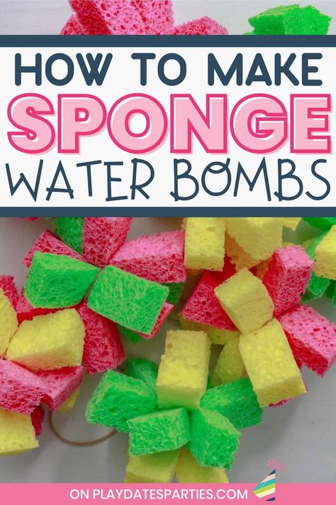 Whether you call them sponge bombs, sponge water bombs, sponge balls, or splash balls, these are the perfect cheap and easy summer activities for kids. Forget water balloons, sponge water bombs take less prep time and are reusable, so your kids will get hours of fun summer water activities with hardly any setup. Enjoy sponge bombs at your kids parties this summer, or as weekend fun in the sun with the family. Either way, everyone will have a blast. Sponge Water Balls, Sponge Water Balloons, Homemade Water Balloons, Water Olympics, Easy Summer Activities, Summer Water Activities, Sponge Crafts, Water Balloon Games, Sponge Balls