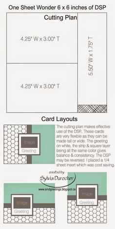 6x6 Card Sketches, Stampin Up 6x6 Dsp Projects, 6x6 Paper Pad Cards, Card Layouts Templates With Measurements, Card Sketches With Measurements, Card Sketches Templates, Card Making Templates, Card Sketch, One Sheet Wonder