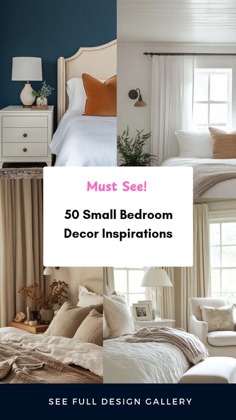 Transform your tiny space into a cozy haven with these 50 inspiring small bedroom decor ideas. Whether you're looking to maximize storage, add vibrant colors, or incorporate unique furniture, this list covers a variety of styles and solutions. From wallpaper designs to smart space-saving hacks, explore ways to make your small bedroom feel spacious and stylish. Discover creative organization tips and easy DIY projects to add character without overwhelming your space. Perfect for apartments or tiny houses, dive into a world of stylish small bedroom decor. Small Room Layout Bedroom, Medium Bedroom Ideas, Small Bedroom Color Ideas, Stylish Small Bedroom, Cozy Small Bedroom, Small Room Layouts, Bedroom Decor Inspirations, Bed With Drawers Underneath, Cozy Small Bedrooms