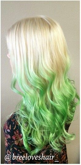 Green and blonde ombre dyed hair Wedding Makeup For Blondes, Blonde Scene Hair, Green Hair Ombre, Teal Hair Dye, Black And Green Hair, Teal Hair Color, Hair Color Guide, Blond Ombre, Latest Hair Color