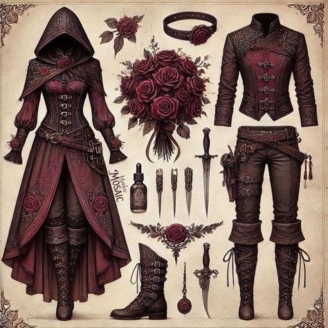 Fantasy Womans Clothing, Female Rouge Outfit, Clothes Fantasy Design, Warrior Clothes Women, Outfit Fantasy Design, Fantasy Fashion Outfits, Fantasy Clothing Drawing, Dnd Clothing Design, Fantasy Inspired Outfits