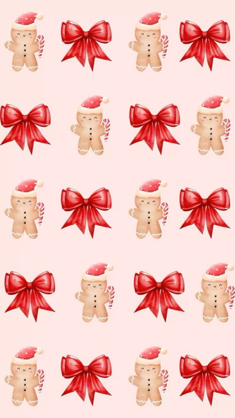 Preppy Christmas Backrounds, Christmas Wallpaper Iphone Gingerbread, Pink Gingerbread Background, Gingerbread Screensaver, Christmas Bows Aesthetic, Bow Pictures Aesthetic, Christmas Bow Wallpaper Iphone, Christmas Wallpaper With Bows, Gingerbread Iphone Wallpaper