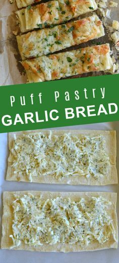 Puff Pastry Streusel, Italian Meal Sides, Puff Pastry Italian Appetizers, Breakfast Ideas Using Puff Pastry, Garlic Bread Puff Pastry, Recipes With Puff Pastry Dinner, Meals With Puff Pastry, Garlic Cheese Puff Pastry, Puff Pastry Garlic Cheese Bread