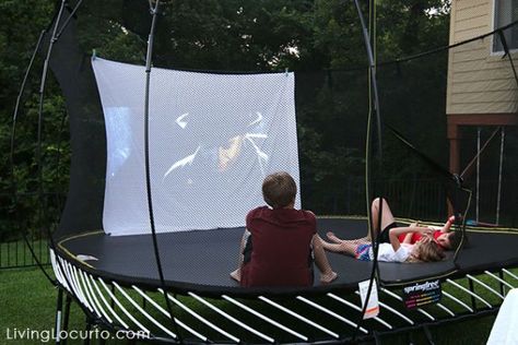 Night Trampoline, Outdoor Movie Night Ideas, Diy Movie Night, Movie Night Ideas, Trampoline Tent, Outdoor Movie Night, Backyard Trampoline, Best Trampoline, Backyard Movie Nights