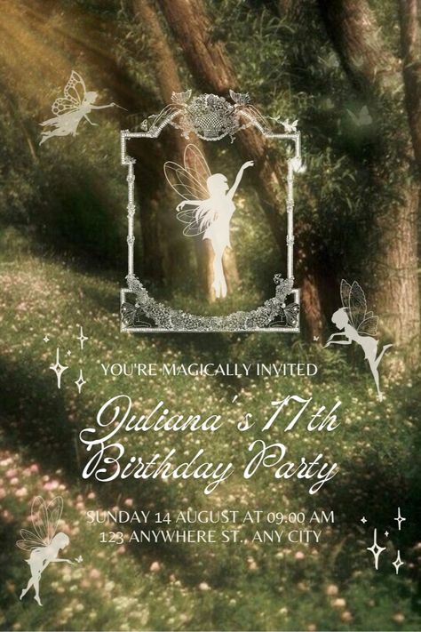 Fairy Birthday Invitations Elegant Mystical Woodland Girl Party Debut Theme Ideas, Debut Themes, Fairy Themed Birthday, Fairy Party Invitations, Debut Planning, Debut Theme, Mystical Fairy, Fairy Invitations, Fairy Theme Party