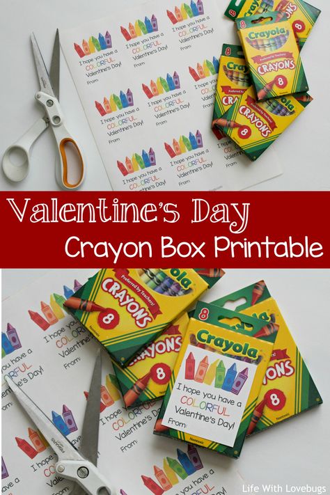 Easy Valentines Day Crayon Box Printable Ideas For Valentines Day Gifts, Funny Happy Valentines Day, Cricut Valentines Projects, Simple Valentines Gifts, Student Valentines, Crayon Valentines, Daycare Gifts, Box Printable, Crayon Gifts