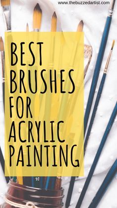 Best Acrylic Paint Brushes To Use With Every Painting | Art Supplies for Beginners Acrylic Brushes For Painting, Acrylic Painting Brushes, Painting Process Acrylic, Best Paint Brushes For Acrylic, Painting Ideas On Wood Acrylic, Artistic Hobbies, Acrylic Painting Supplies, Brushes For Acrylic Painting, Painting Basics