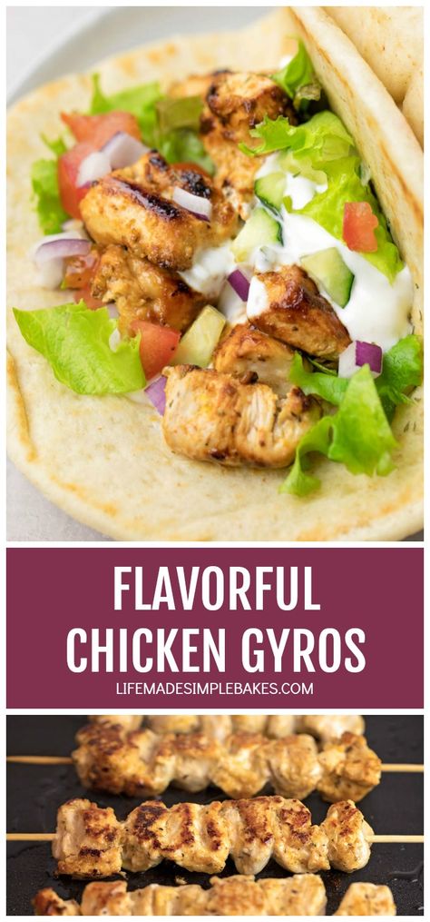 Chicken Gyros are flavorful, healthy, and oh so easy to make! You could even make them ahead of time for an easy dinner win. #chickengyros #gyros #easygyros #chickengyrosrecipe Orange Chicken Meatballs, Greek Grilled Chicken, Chicken Gyro Recipe, Easy Orange Chicken, Chicken Gyro, Life Made Simple, Gyro Recipe, Homemade Tzatziki Sauce, Amazing Chicken