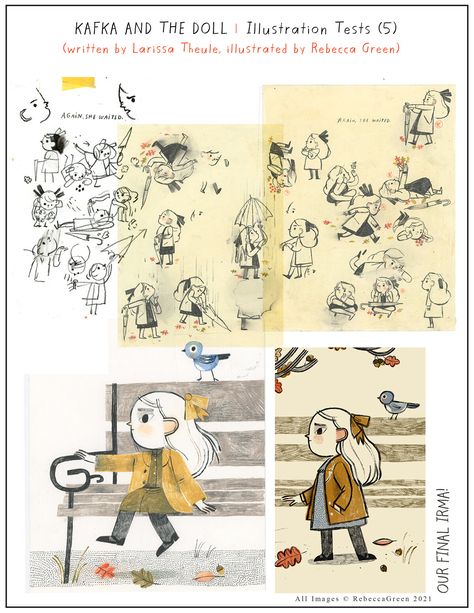 Kafka And The Doll, Rebecca Green, Book Illustration Layout, Green Illustration, Illustration Process, 동화 삽화, Picture Books Illustration, Childrens Books Illustrations, Book Illustration Art