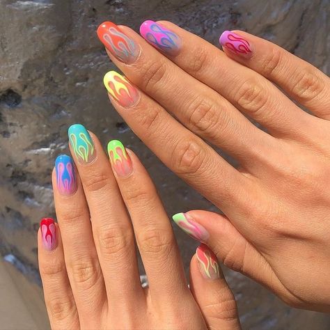 Flame Nail Art, Polish Design, Smink Inspiration, Nail Swag, Minimalist Nails, Dream Nails, Fire Nails, Funky Nails, Pretty Acrylic Nails