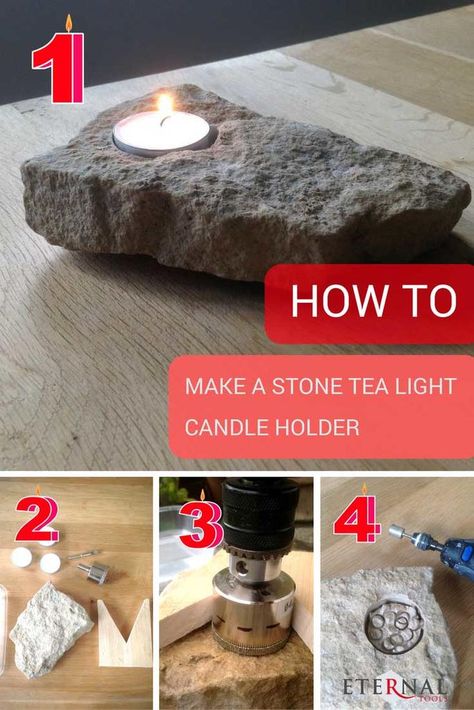 Dremel Tool Projects, Stone Candle Holder, Dremel Crafts, Rock Candle, Dremel Carving, Stone Candles, Dremel Projects, Diy Candle Holders, Tea Light Candle Holder