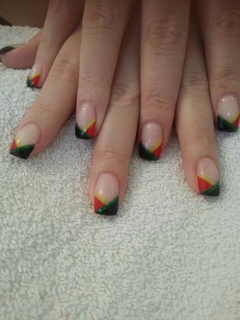 Jamaican Theme Nails, Juneteenth Nail Ideas, Jamaica Nail Ideas, Nails For Jamaica, Jamaican Nails Ideas, Jamaica Nail Designs, Jamaican Nail Designs, Reggae Nails, Juneteenth Nail Design