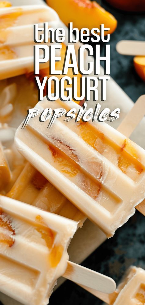 Peach Yogurt Popsicles [20 Minutes] – Chasety Peaches And Cream Popsicles, Peach Popsicle Recipes, Peach Yogurt Popsicles, Popsicle Flavors, Popcicles Recipes, Popsicle Ideas, Yogurt Popsicle Recipes, Peach Popsicles, Peach Yogurt