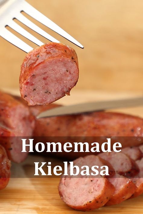 Keilbasa Recipes Homemade, Homemade Polish Sausage Recipes, Homemade Kielbasa Recipes, Venison Kielbasa Recipes, Homemade Lunch Meat, Homemade Kielbasa, Homemade Bratwurst Recipes, Deli Meat Recipes, Summer Sausage Recipes