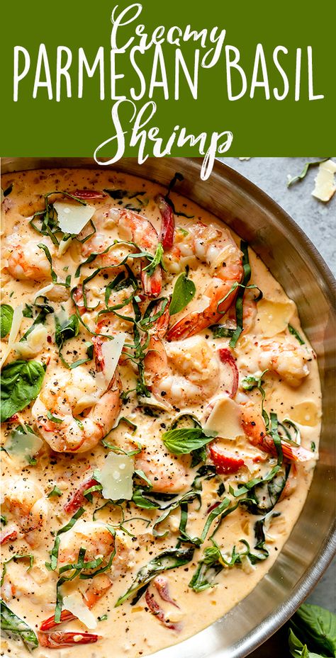 Alfredo Shrimp Pasta, Shrimp Recipe Easy, Italian Shrimp, Basil Shrimp, Italian Shrimp Recipes, Low Carb Shrimp Recipes, Cook Shrimp, Keto Shrimp Recipes, Shrimp Parmesan