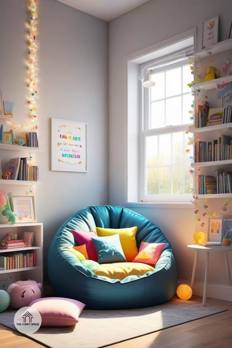 Do your kids struggle to find time to read? Let’s change that with a cozy reading nook! I’ll share my favorite tips for choosing the perfect location, comfy seating, and playful decor elements that ignite their imagination. With a little creativity, we can create a space where your children will love to read and explore new worlds. It’s time to make reading magical! #ReadingCorner #KidsRoom #HomeInspiration #CozyReading #DecorIdeas Reading Corner Ideas For Kids, Reading Corner Kids Bedroom, Boys Reading Nook, Playroom Reading Corner, Childrens Reading Nook, Kids Reading Corner, Reading Corner Kids, Comfy Space, Reading Nook Kids