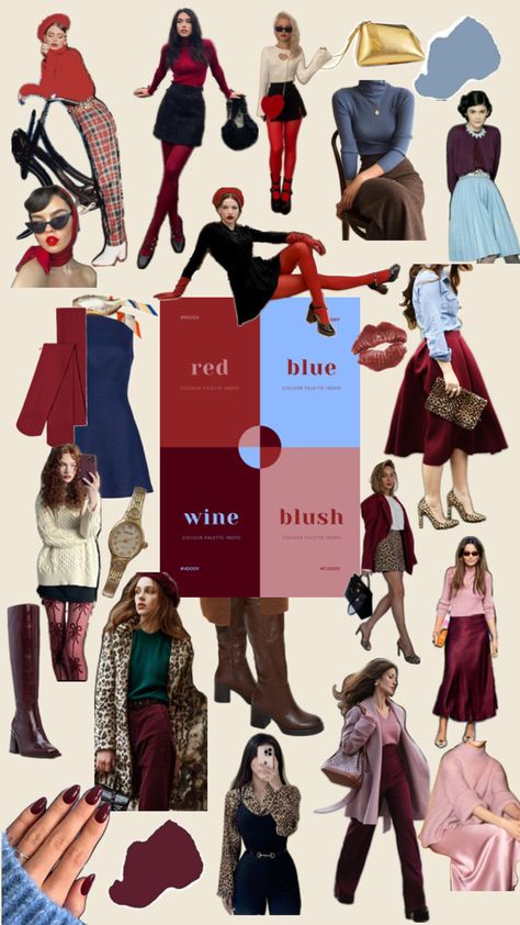 Burgundy, pink, red, baby blue, skirt, pants, dress, tights, animal print, fashion, elegant, colorful, fashionista, gold, boots. Autumn Colour Palette Fashion, Autumn Seasonal Color Analysis Outfits, Autumn Pallet Outfits, Deep Autumn Color Palette Fashion, True Autumn Outfit Ideas, Autumn Palette Outfits, True Autumn Color Palette Outfits, Winter Color Palette Clothes, Autumn Color Pallet