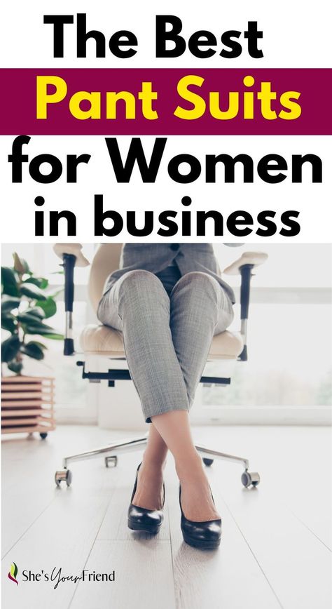 a woman sitting at a desk and text overlay that reads the best pant suits for women in business Pantsuits For Women Business, Pant Suits For Women Business, Work Fashion Office, Womens Pant Suits, Business Casual Womens Fashion, Casual Womens Fashion, Suits Business, Pant Suits For Women, Business Pants