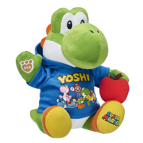 Yoshis are always ready for adventure! Nintendo fans of all ages will love having this green Yoshi stuffed animal in their collection. This lovable Yoshi plush gift set comes with a Yoshi hoodie and a yummy plush Apple Wrist Accessory. ™ & © 2018 Nintendo. Super Mario Logo, Blue Yoshi, Mario Logo, Girl Scout Gifts, Yoshi Plush, Mario Toys, Mario Plush, Mario Yoshi, Wrist Accessories