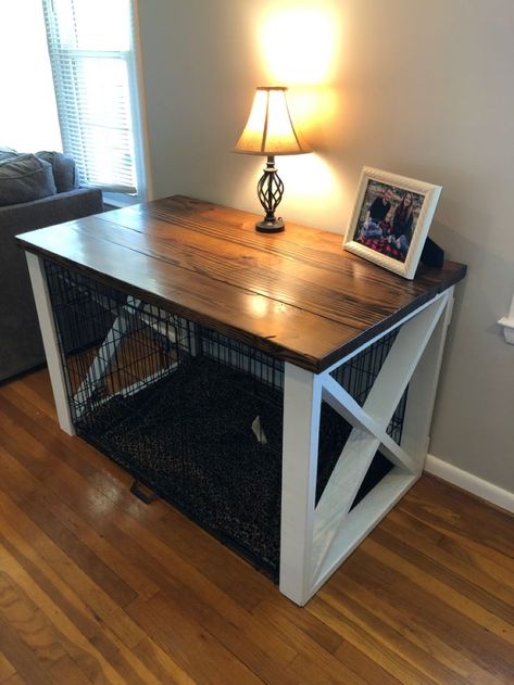 Dog crate table | Dog crate table, Diy furniture dog crate, Dog crate furniture Sofa Table Dog Kennel, Wooden Kennel Cover, Diy Dog Crate Cover Wood, Crate Table Diy, Diy Furniture Dog Crate, Table Dog Crate, Furniture Dog Crate, Dog Crate End Table, Dog Crate Table