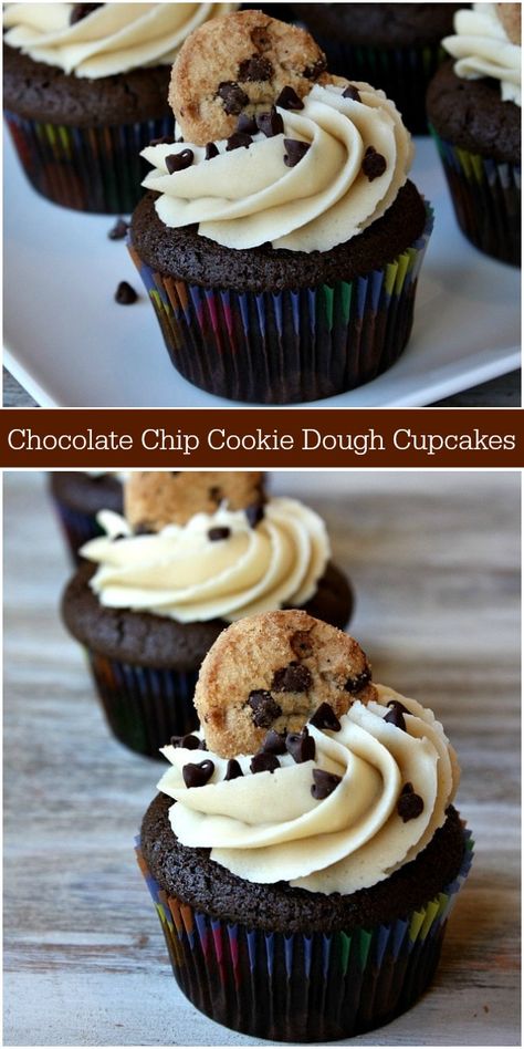 Cookie Dough Cupcakes Recipe, Chocolate Chip Cookie Dough Cupcakes, Cookie Dough Cupcakes, Cookie Dough Filling, Cookie Dough Fudge, Cookie Dough Frosting, Edible Cookie Dough Recipe, Nutella Cupcakes, Chocolate Cookie Dough