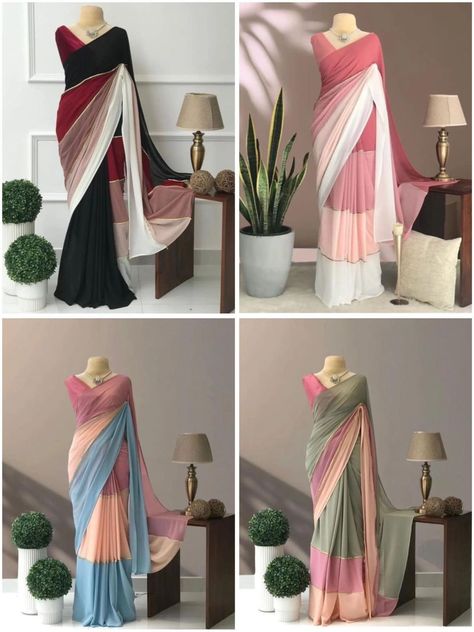 Saree Ideas For Teachers Day, Pastel Colors Sarees, Blouse Designs For Farewell Saree, Off Saree Designs, Elegant Saree For Farewell, Pastel Colour Dress, Pastel Colour Saree, Sarees For Farewell, Best Sarees Collection